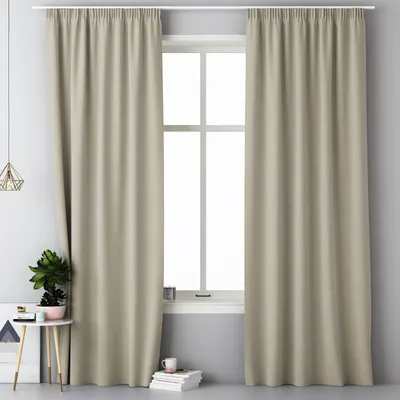 Produktbild von JEMIDI 2x Vorhang blickdicht 140x250cm - 2er Set Gardine mit Kräuselband Universalband - 100% Polyester Schal lang für Wohnzimmer Schlafzimmer - beige
