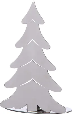 Image de Gilde Teelichtleuchter, Tannenbaum, "Fir", Stahl, silberfarben, VE 3, L. 6 cm, B. 14 cm, H. 21 cm 55619