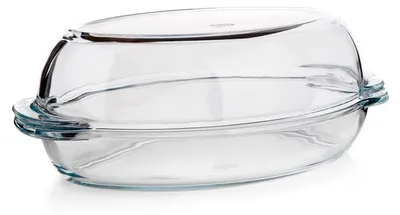 Zdjęcie produktu dla Owalne naczynie do pieczenia 2,8+1,8l 34x19,6cm szklane z pokrywką