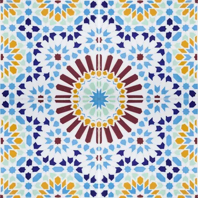 Zdjęcie produktu dla Tunezjańskie ceramiczne płytki z orientalnym wzorem (12 sztuk)