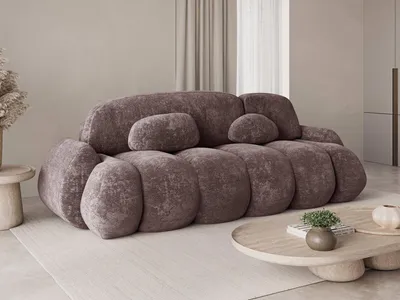 Produktbild von Moderne Schlafcouch mit Schlaffunktion und Bettkasten – Komfort und Funktionalität in einem - Sofa Stone – Pflaume (Vibe 69)