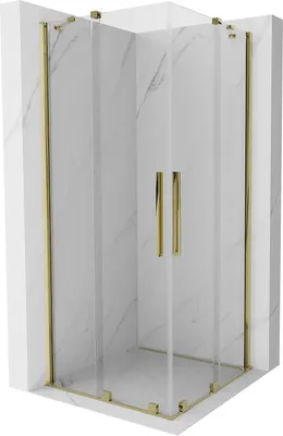 Image de Mexen Velar Duo cabine de douche pliante 80 x 80 cm, Transparent, or - 871-080-080-02-50