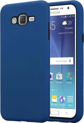 Produktbild von Cadorabo Hülle für Samsung Galaxy J7 2015 Schutz Hülle in Blau Hybrid Handyhülle Etui TPU Silikon Cover