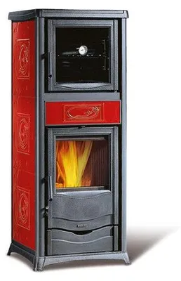 Immagine prodotto di Stufa a legna con forno per cucinare 9,1 kW Rossella Plus Evo - red