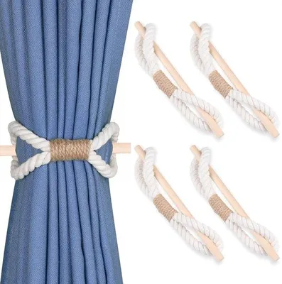 Produktbild von Handgefertigte Boho-Gordiunhalterungen - 4 Stücke - Beige - Baumwolle