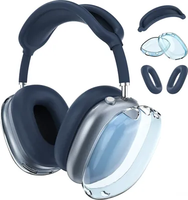 Produktbild von MMOBIEL Silikon-Schutzhülle für AirPods Max - Clear TPU Ohrmuscheln Schutz Hülle - Blau