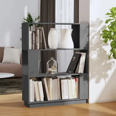 Produktbild von vidaXL Bücherregal/Raumteiler Grau 80x25x101 cm Massivholz Kiefer - Bücherregal - Bücherregale - Bücherschrank - Lagerregal