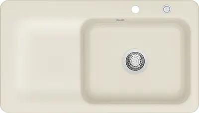 Produktbild von KeraDomo Spüle JUNA 90 in JASMIN - Becken rechts mit Excenterbedienung / Systemceram / Keramikspüle