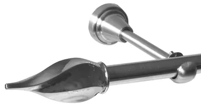 Produktbild von BASIT® Gardinenstange Set Edelstahl Look Metall Ø 19mm zur Wandbefestigung 1-lauf Zwirbel, Länge wählbar H18E14