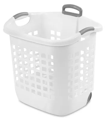 Wäschekorb mit Rollen, 1,75 Bushel, Kunststoff, Weiß, 4er-Pack