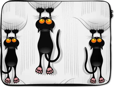 Produktbild von MuchoWow® Laptop Hülle 17 Zoll Laptoptasche Muster - Katze - Schwarz - Jungen - Mädchen - Kinder - Kinder - Zipper - Schutzabdeckung