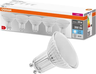 Obrázok produktu pre OSRAM LED-lampa, PAR16, GU10, EEK: F, 4,3W, 350lm, 4000K, 5 stk