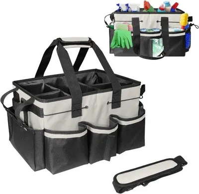 Productafbeelding van Famanu reinigingset tas met handgreep en schouderband - Organizer voor schoonmaakgereedschap