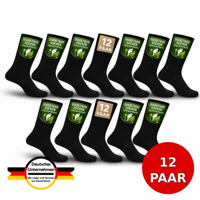 Produktbild von Weissmantel Diabetikersocken 12 Paar Baumwolle - Ohne Gummi Ohne Naht - Socken für Diabetiker Herren Damen - Diabetes Socken Komfort - 39-42
