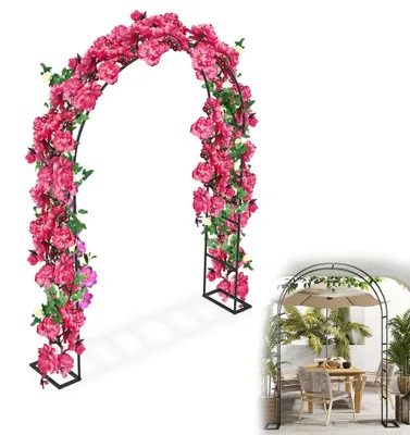 Image de Arche à roses XINZI 240 x 192 x 38 cm, arche de jardin en métal, résistante aux intempéries et stable, support pour plantes grimpantes, idéale pour les mariages et la décoration, noir