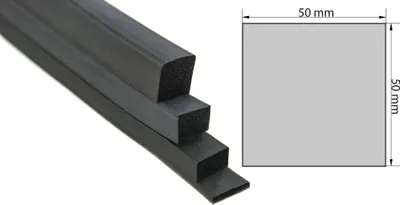 Produktbild von VKP50x50 Moosgummi EPDM - Vierkantprofil 50x50 mm Gummiprofil, Profilgummi, Quadrat