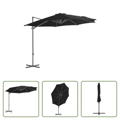 Produktbild von The Living Store Ampelschirm mit Stahlmast Schwarz 300 cm