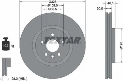 Produktbild von 2x TEXTAR Bremsscheibe 92300505 für LAND ROVER Range Rover Velar (L560) 48 1mm