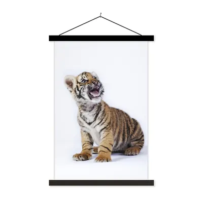 Produktbild von MuchoWow® Textilposter Tiger - Jungtier - Tier 120x180 cm mit schwarzem Rahmen - Fotos