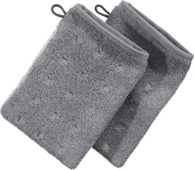Produktbild von Möve Waschhandschuh Quadretti" 2er-Pack grau 15x20 cm"