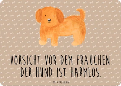 Produktbild von Mr. & Mrs. Panda tafel Hund Flauschig DIN A6 - Hundeglück - Geschenk, Hundeliebe, Türschild, Schild, Niedlich, Wandbild, Deko Blechschild, Sprüche, Witzig, Metallbild