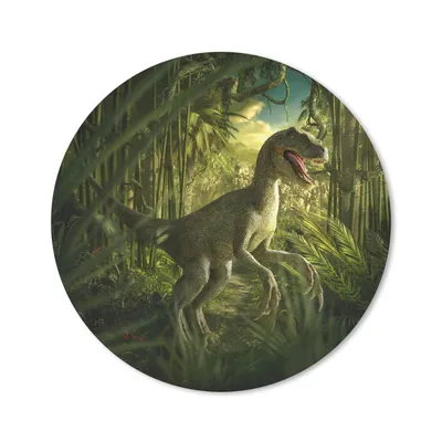 Produktbild von MuchoWow® Mauspad Mousepad Dinosaurier - Pflanzen - Grün - Illustration - Kinder - Jungen 50x50 cm - Mousepads - Maus Mat - Pad - Mausunterlage - Vinyl