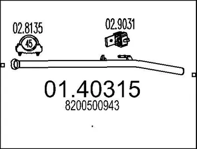 Produktbild von MTS Abgasrohr Auspuffrohr für RENAULT TWINGO II (CN0) Vorne 01.40315