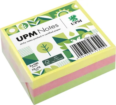 Produktbild von Notes Haftnotiz 5854-21PG-3 Brillant 75x75mm 100 Blatt sortiert 3 Stück Packung mit 24 Stück