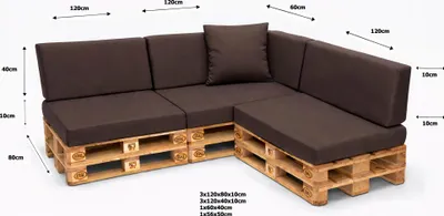 Produktbild von Setgarden Large Palettenkissen 8er Set Outdoor 120x80x10cm Sitzkissen + Rückenkissen 120x40x10cm 1tlg Braun
