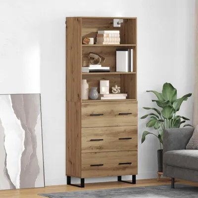 Image de vidaXL Meuble haut, 2 pièces, chêne artisanal, 69,5 x 34 x 180 cm