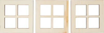 Produktbild von Miniatur Fenster quadratisch "schmale Tiefe", 3 Stück, ca. 7 x 7 cm