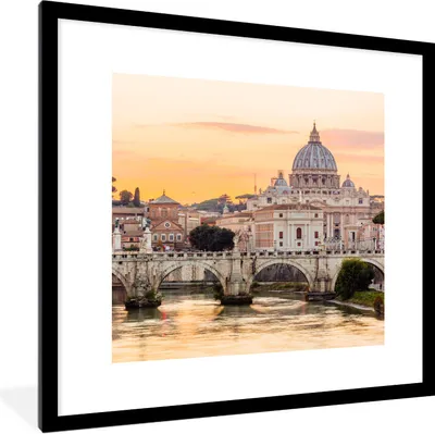 Produktbild von MuchoWow® Gerahmtes Poster Italien - Skyline - Rom 40x40 cm - Poster mit Schwarzem Bilderrahmen Wandposter Rahmen Foto Bilder - Poster - Plakat im Rahmen