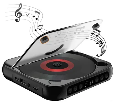 Produktbild von OKWISH CD-Player, Bluetooth CD-Player, tragbarer CD-Player mit kabelloser Verbindung, MP3-kompatibel, integrierter Lautsprecher, Aux-Eingang und Kopfhöreranschluss, Schwarz