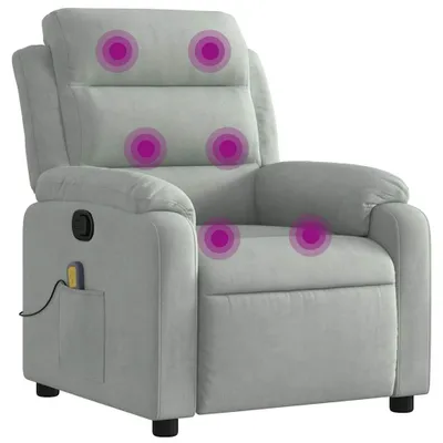 Produktbild von vidaXL Massage-Relaxsessel, hellgrauer Samt