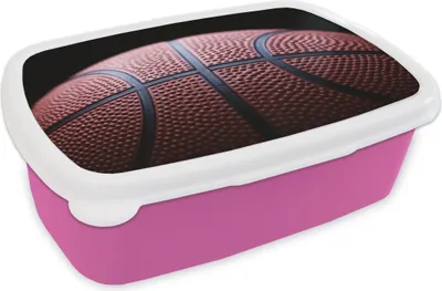 Produktbild von KitchenYeah® Lunchbox Brotzeit Brotdose 17x11 cm Ein Basketball auf schwarzem Hintergrund Kinder Brotzeitdose - Lunchpaket - Brotkasten  - Sandwich Box