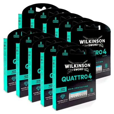 Produktbild von Wilkinson Quattro 4 Skin Protection Rasierklingen, 8er Pack x 10