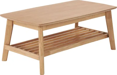 Zdjęcie produktu dla BELIANI Stolik kawowy jasnobrązowy MDF kauczukowe nogi z półką 100 x 55 cm klasyczny design