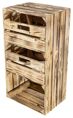 Produktbild von Regalkiste "Willi" in geflammt mit zwei Schubladen 68x40x31