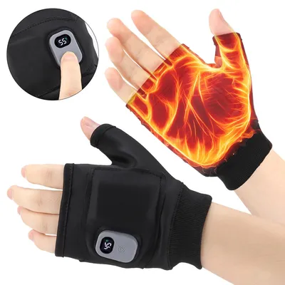 Produktbild von Handschuhe, Tragbare Heizhandschuhe mit Digitalanzeige, wiederaufladbare, intelligente, thermostatische, 3 Heizstufen einstellbar