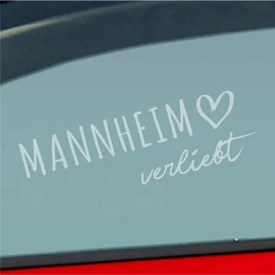 Produktbild von Auto Aufkleber Mannheim verliebt Herz Stadt Heimat Liebe Car 19x6 cm Milchglas Sticker Heckscheibenaufkleber