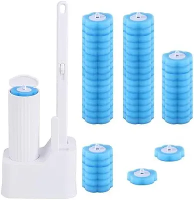 Produktbild von wlich Einweg Toilettenbürste, Klobürste mit 48 Stück Reiniger Nachfüllungen und Wandhalterung, WC Bürste mit Reinigungsmittel Disposable Toilet Brush für Badezimmer Hygienische Reinigung