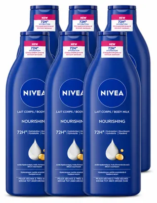 Imagen del producto de 6 unidades de crema corporal NIVEA, para piel seca a muy seca, 400 ml, pack ahorro