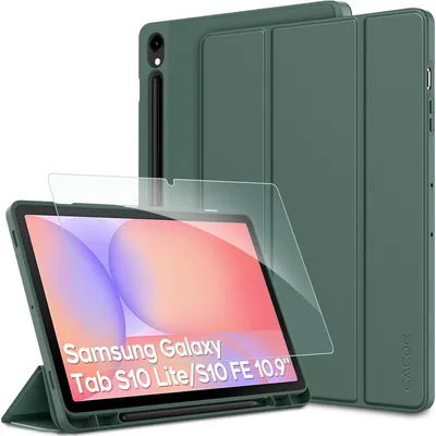 Zdjęcie produktu dla Etui ochronne z folią ochronną dla Samsung Galaxy Tab S10 Lite/S10 FE/S9 FE 10,9" oraz S9 11" w kolorze ciemnozielonym