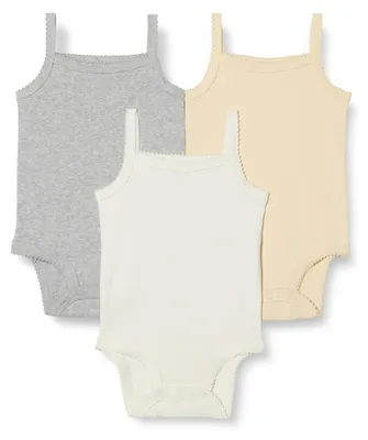 Immagine prodotto di A. Essentials Baby - Body senza maniche per bambine, confezione da 3, colori neutri, taglia 0 mesi