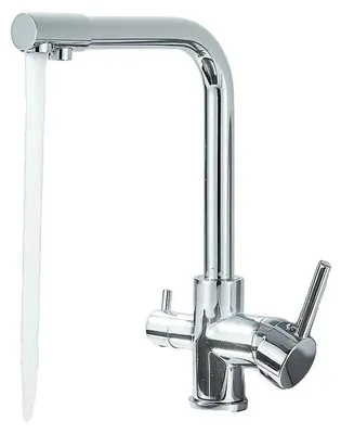 Produktbild von Küchenarmatur, doppelter Schwenkauslauf, heißes und kaltes Wasser, Chrom