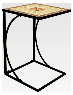 Produktbild von Beistelltisch aus Metall mit Mosaikplatte - Dekotisch für Garten, Balkon und Terrasse