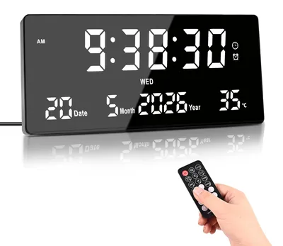 Digitale LED-Wanduhr 15 Zoll mit Temperatur & 6 Alarmen