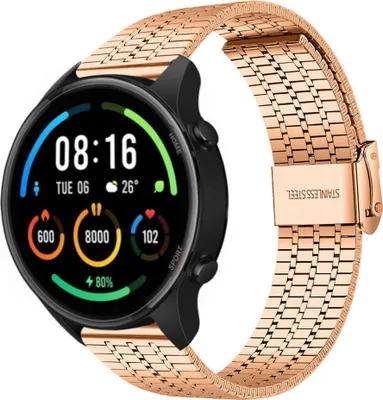 Produktbild von Strap-it Edelstahlarmband - Kompatibel mit Xiaomi Mi Watch Armband Ersatzarmband Edelstahl - Verstellbarer Verschluss - Hochwertiges Material - für Smartwatch 22mm Armband Rosa Gold