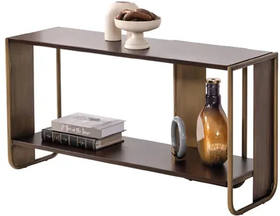 Zdjęcie produktu dla Konsola z metalową ramą i drewnianą półką o eleganckim wyglądzie