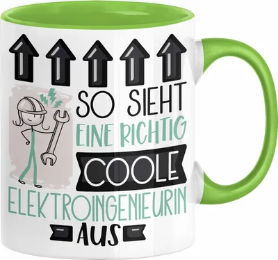 Produktbild von Elektroingenieurin Geschenk Tasse Geschenkidee für Elektroingenieurin Geburtstag Weihnachten Spruch So Sieht Eine Richtig Coole Elektroingenieurin Aus Kaffee-Becher  (Grün)